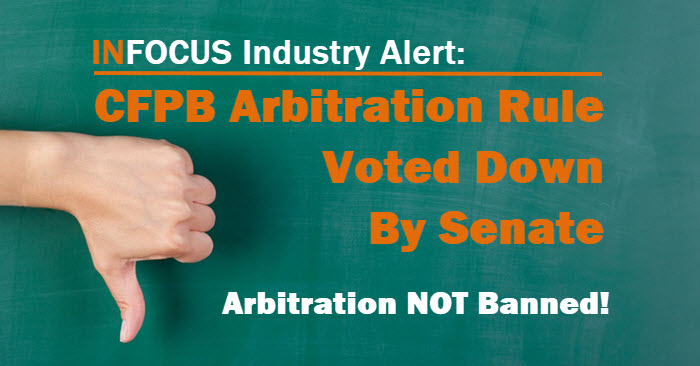 CFPB Arbitration Rule Voted Down By Senate