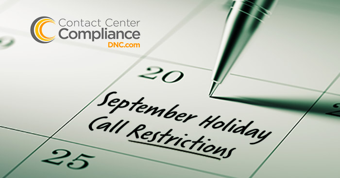 September Holiday Call Restrictions