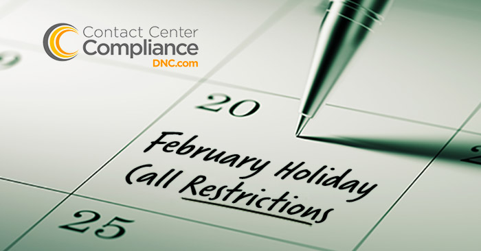 February Holiday Call Restrictions Calendar