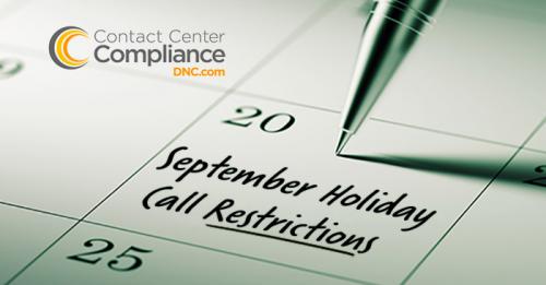 Restricted Do Not Call (DNC) Call Dates for September 2018