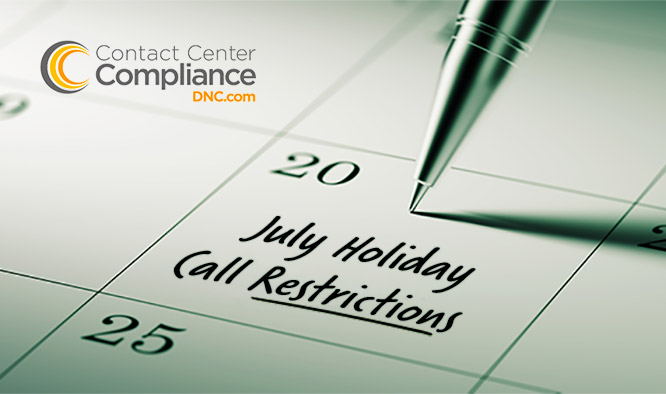 2019 July Restricted Do Not Call Dates