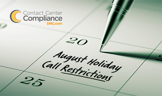 2022 August Restricted Do Not Call Dates