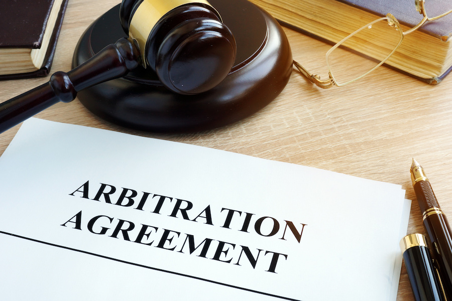 A gavel and an arbitration agreement