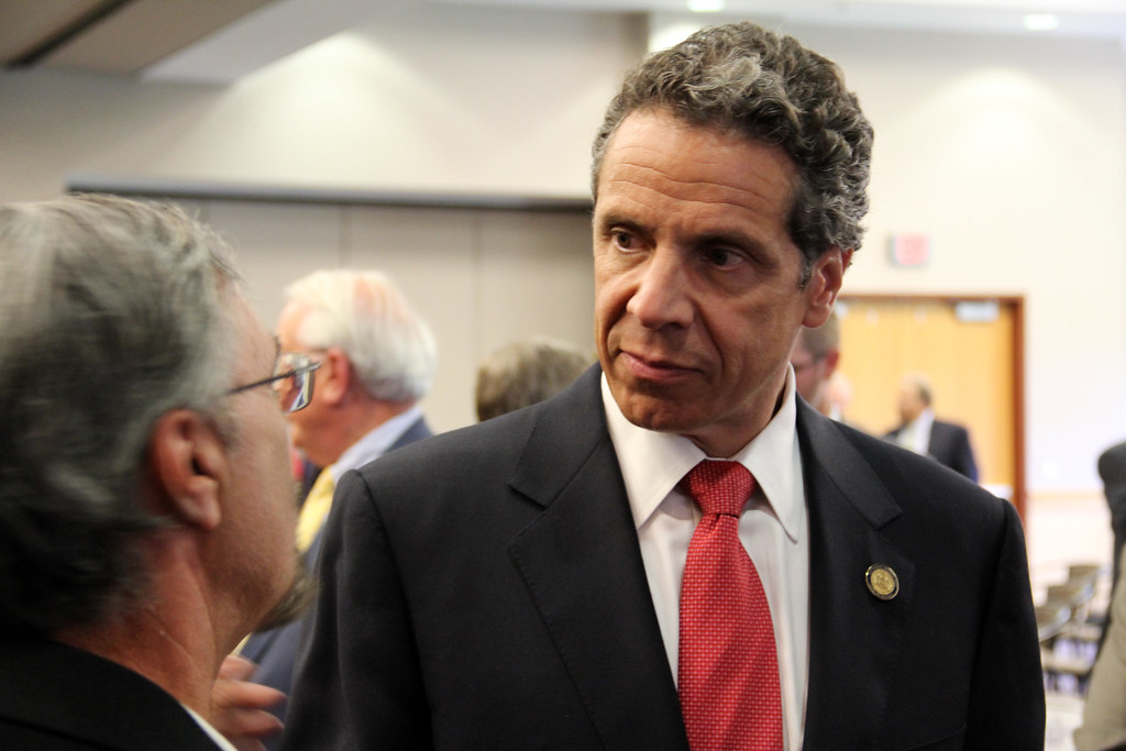 New York governor Andrew Cuomo scowling at somebody