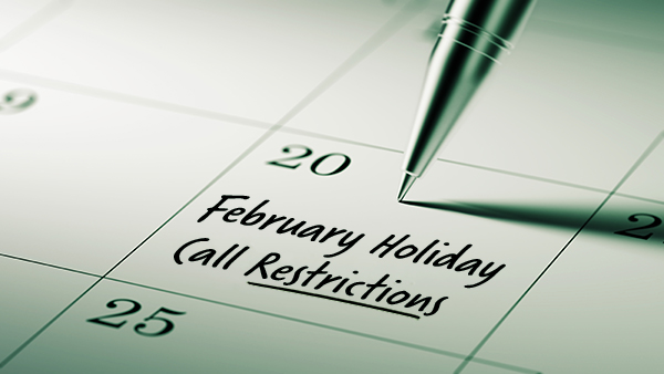 2020 February Restricted Do Not Call Dates