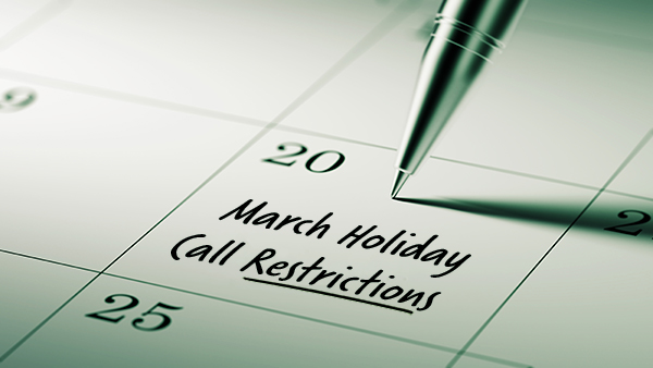 2020 March Restricted Do Not Call Dates