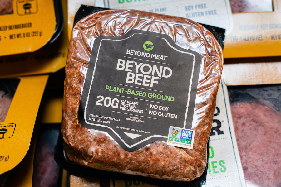 A package of Beyond Beef brand plant-based meat substitute