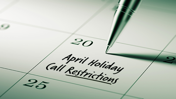 2020 April Restricted Do Not Call Dates