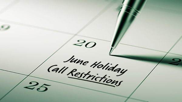 2020 June Restricted Do Not Call Dates