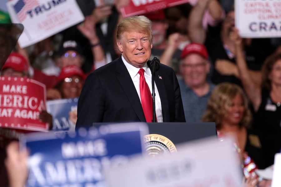 President Trump grimaces during an election rally