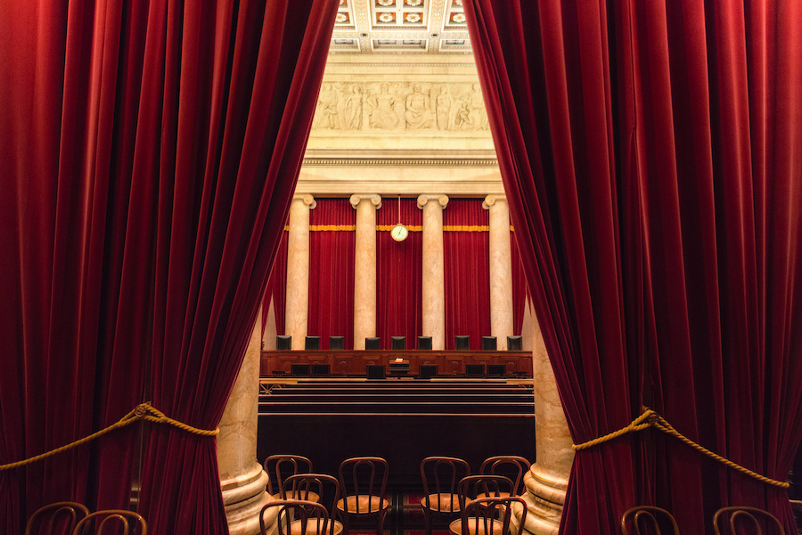 The interior of the United States Supreme Court chambers