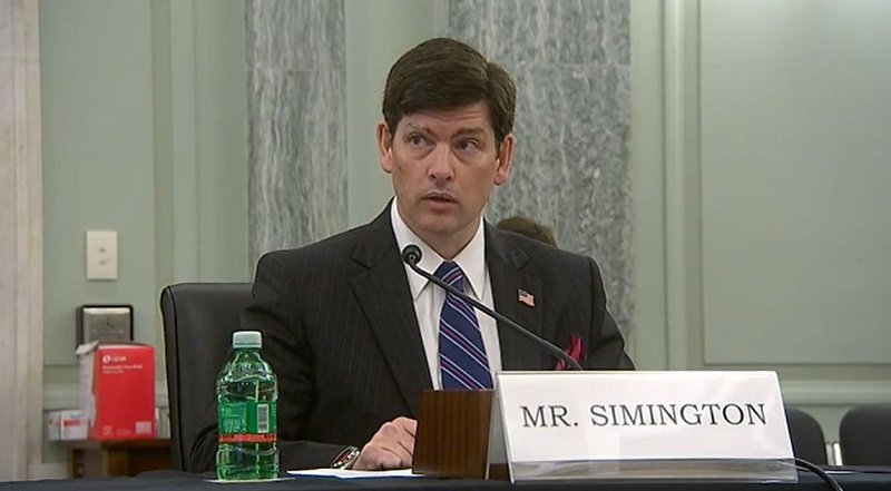 Nathan Simington speaks to the Senate Commerce Committee