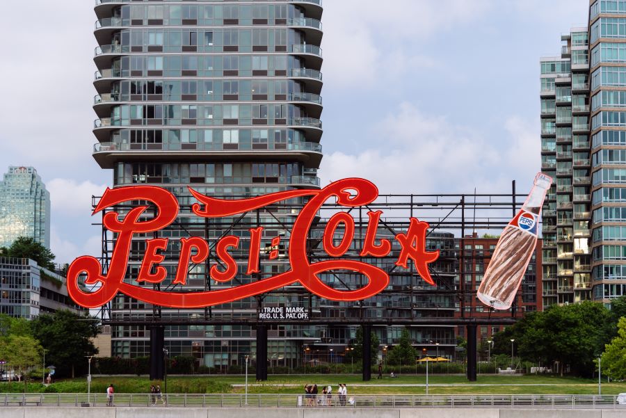 Pepsi Cola sign at Gantry Plaza State Park in Queens, NY