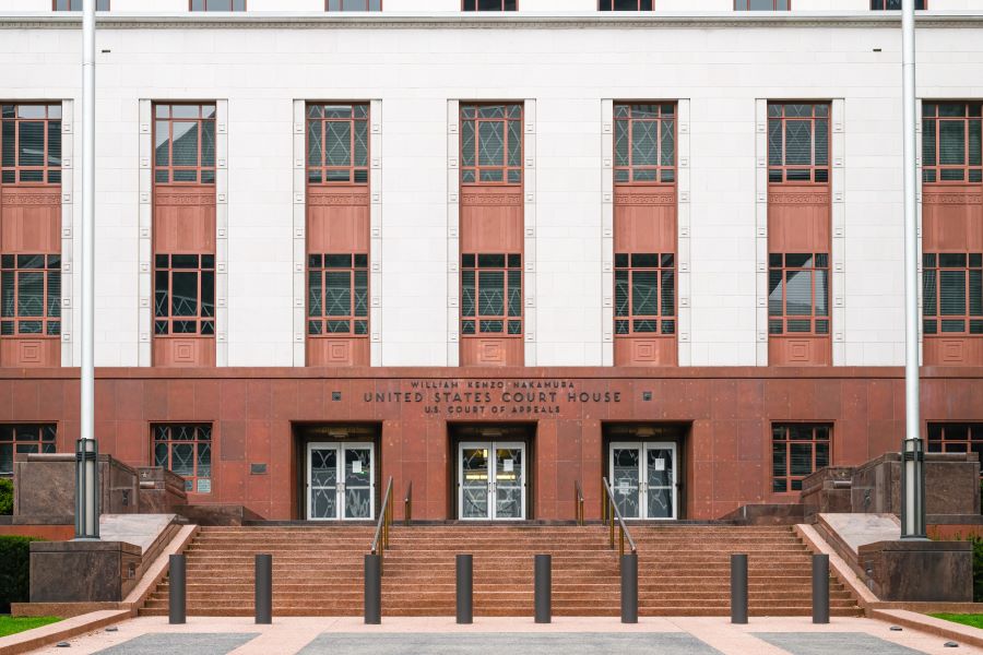 Entrance to the William Kenzo Nakamura United States Courthouse in Seattle, location of the 9th Circuit Court of Appeals