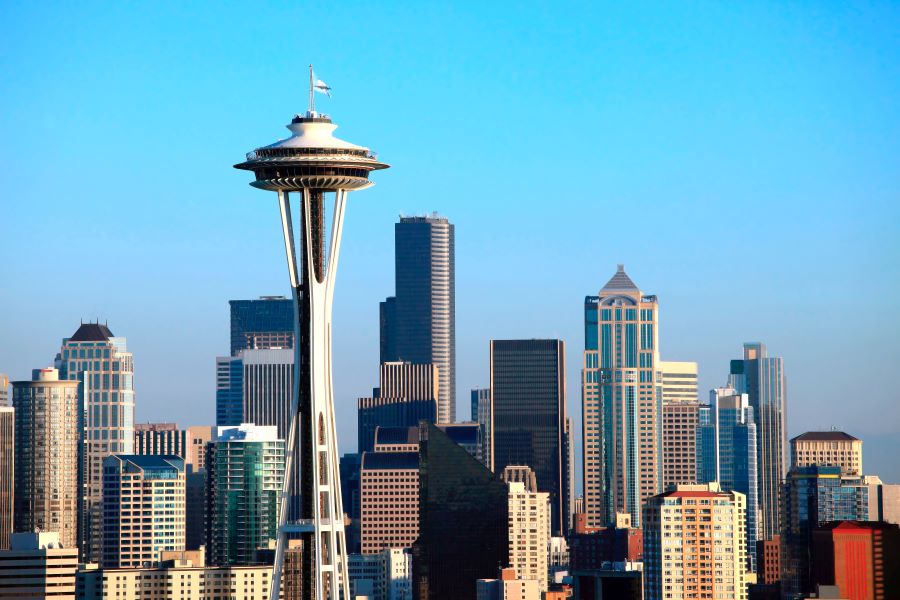 The Seattle Skyline with the Space Needle in the foreground