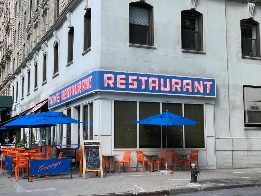 The exterior of Tom's Restaurant in Manhattan, as seen in the tv show Seinfeld