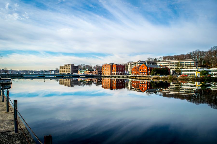 Buildings on the waterfront in Westport, Connecticut